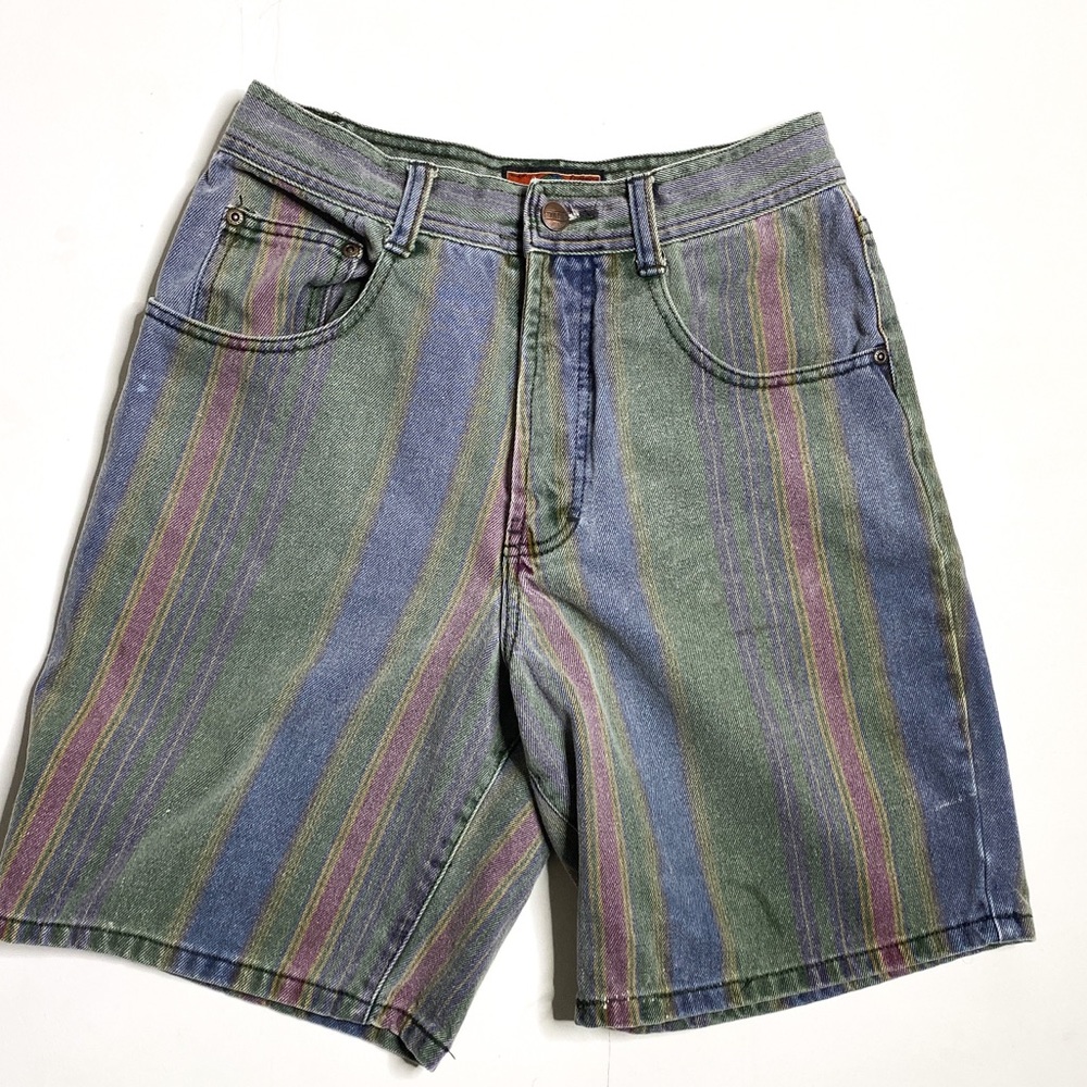Vintage Structure Multicolored Striped Shorts